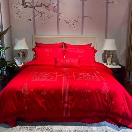 91家纺网 家纺一手货源 找家纺 （总）爱情故事 2025新款100支婚庆四件套实拍