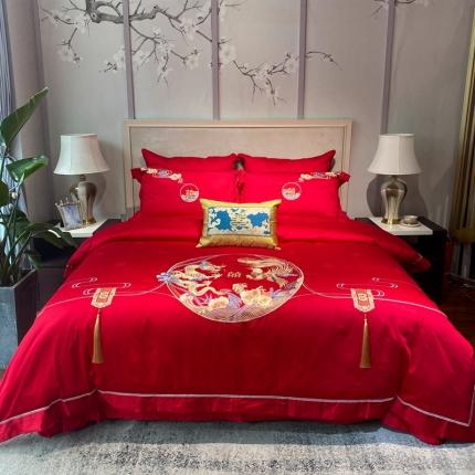 91家纺网 家纺一手货源 找家纺 （总）爱情故事 2025新款100支婚庆四件套实拍