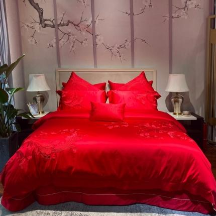 91家纺网 家纺一手货源 找家纺 爱情故事 2025新款100支婚庆四件套实拍 倾城之恋