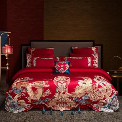 91家纺网 家纺一手货源 找家纺 （总）红番天 2025新款全棉提花全棉刺绣婚庆四件套六件套多件套