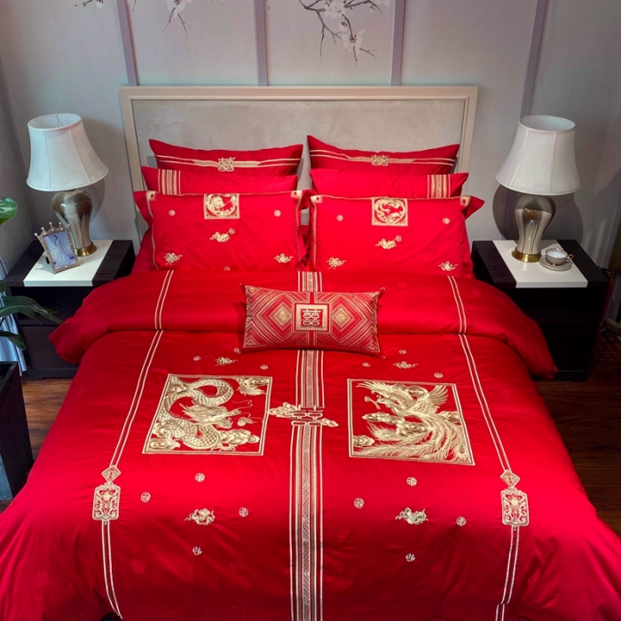 91家纺网 家纺一手货源 找家纺 （总）爱情故事 2025新款100支婚庆四件套实拍