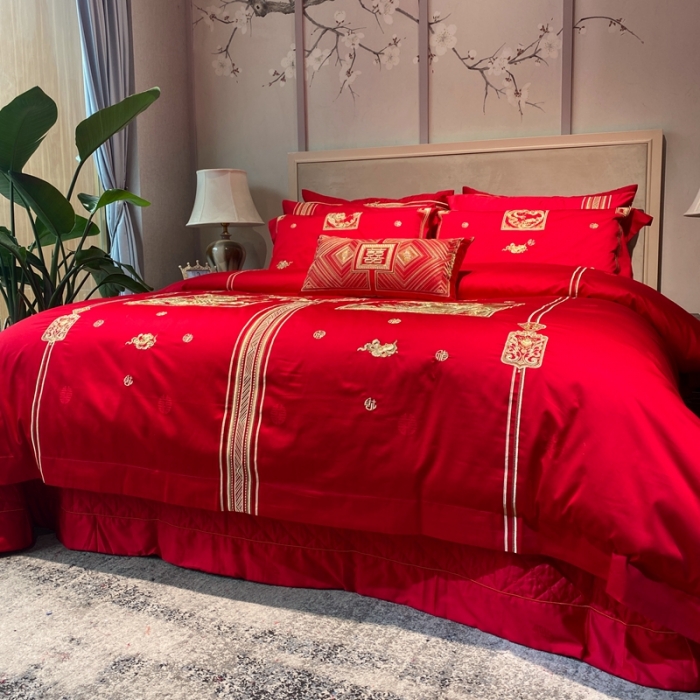 91家纺网 家纺一手货源 找家纺 （总）爱情故事 2025新款100支婚庆四件套实拍