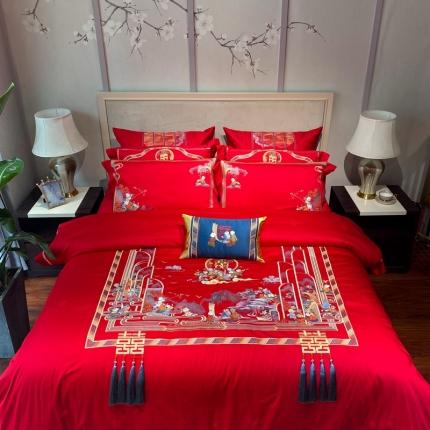 爱情故事 2025新款100支婚庆四件套实拍 百子纳福