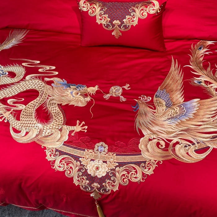 91家纺网 家纺一手货源 找家纺 爱情故事 2025新款100支婚庆四件套实拍 缔结良缘