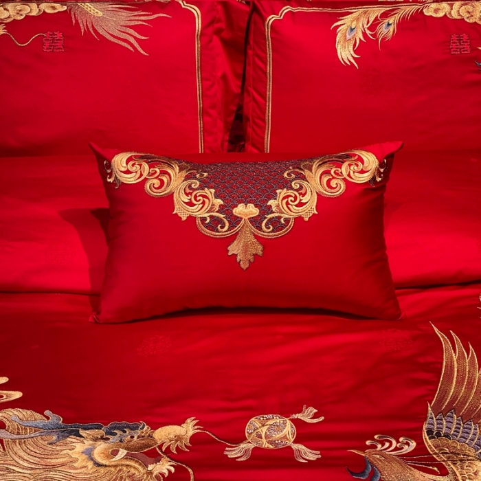 91家纺网 家纺一手货源 找家纺 爱情故事 2025新款100支婚庆四件套实拍 缔结良缘