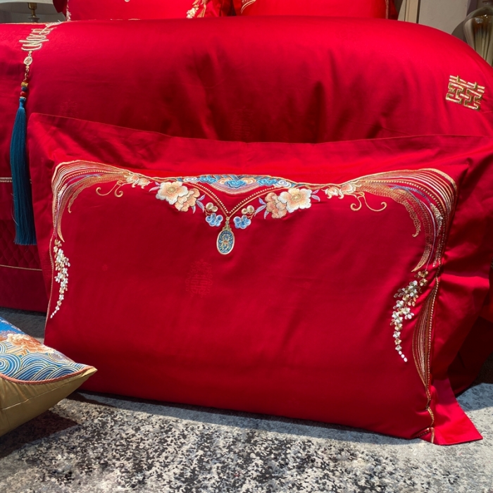 91家纺网 家纺一手货源 找家纺 爱情故事 2025新款100支婚庆四件套实拍 赋春图