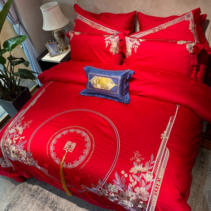 91家纺网 家纺一手货源 找家纺 爱情故事 2025新款100支婚庆四件套实拍 秘密花园