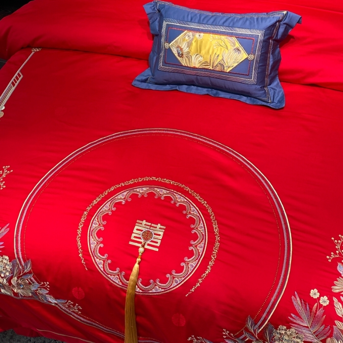 91家纺网 家纺一手货源 找家纺 爱情故事 2025新款100支婚庆四件套实拍 秘密花园