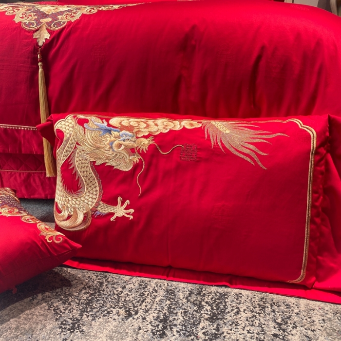 91家纺网 家纺一手货源 找家纺 爱情故事 2025新款100支婚庆四件套实拍 五福满堂