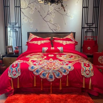 爱情故事 2025新款100支婚庆四件套实拍 祥龙喜凤