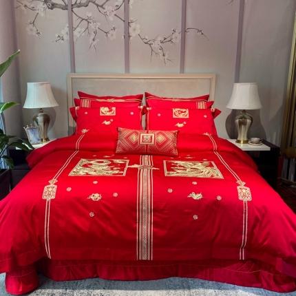 爱情故事 2025新款100支婚庆四件套实拍 福禄寿喜金