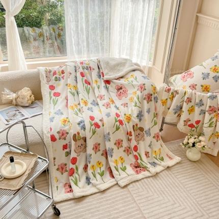 91家纺网 家纺一手货源 找家纺 2023直播新款牛奶绒羊羔绒多功能复合拉链被套式毛毯美好世界