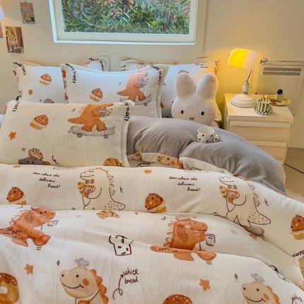 91家纺网 家纺一手货源 找家纺 （总）慕尚 2025新款高克重加厚牛奶绒印花单被套-田园花卉系列