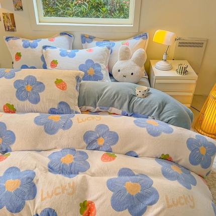 91家纺网 家纺一手货源 找家纺 （总）慕尚 2025新款高克重加厚牛奶绒印花单被套-田园花卉系列