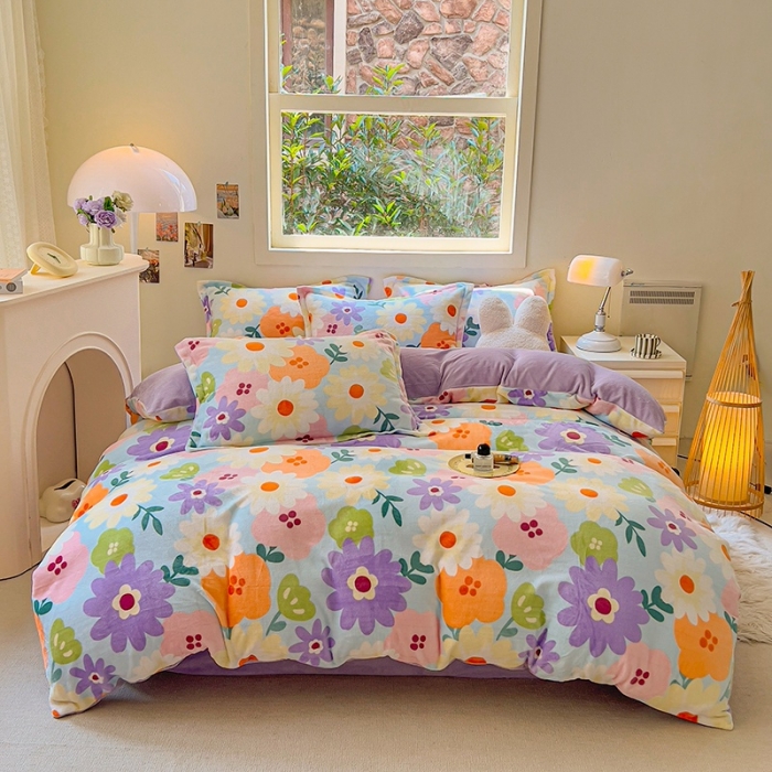 91家纺网 家纺一手货源 找家纺 慕尚 2025新款高克重加厚牛奶绒印花单被套-田园花卉系列 布兰卡