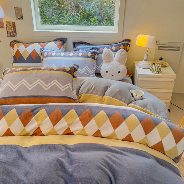 91家纺网 家纺一手货源 找家纺 慕尚 2025新款高克重加厚牛奶绒印花单被套-田园花卉系列 古雅