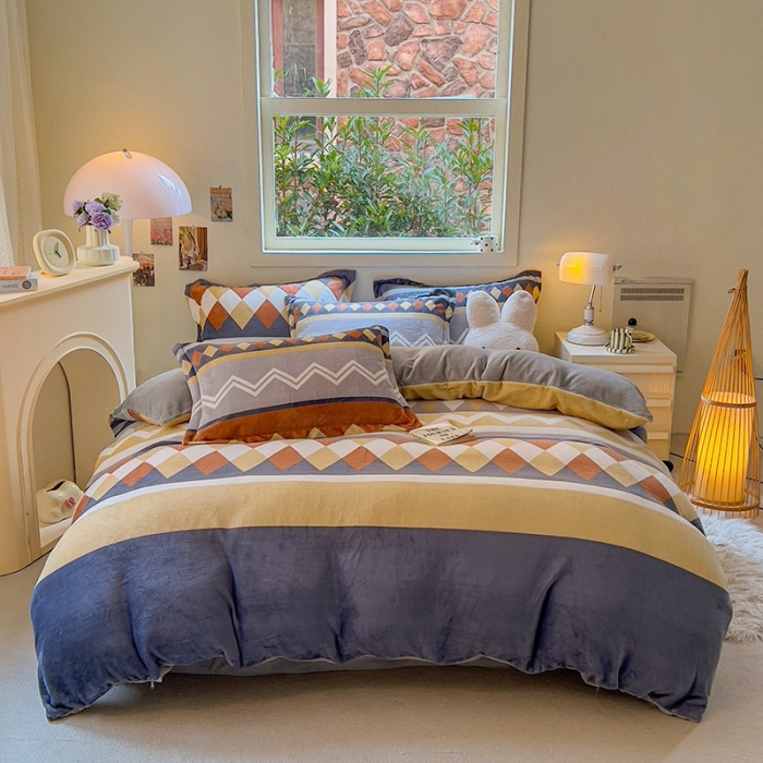 91家纺网 家纺一手货源 找家纺 慕尚 2025新款高克重加厚牛奶绒印花单被套-田园花卉系列 古雅