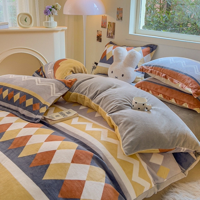 91家纺网 家纺一手货源 找家纺 慕尚 2025新款高克重加厚牛奶绒印花单被套-田园花卉系列 古雅