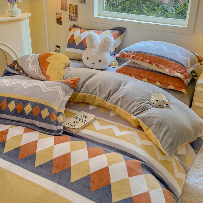 91家纺网 家纺一手货源 找家纺 慕尚 2025新款高克重加厚牛奶绒印花单被套-田园花卉系列 古雅