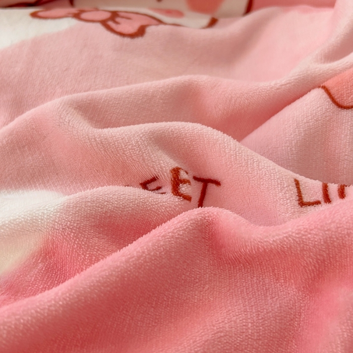 91家纺网 家纺一手货源 找家纺 慕尚 2025新款高克重加厚牛奶绒印花单被套-田园花卉系列 萌兔