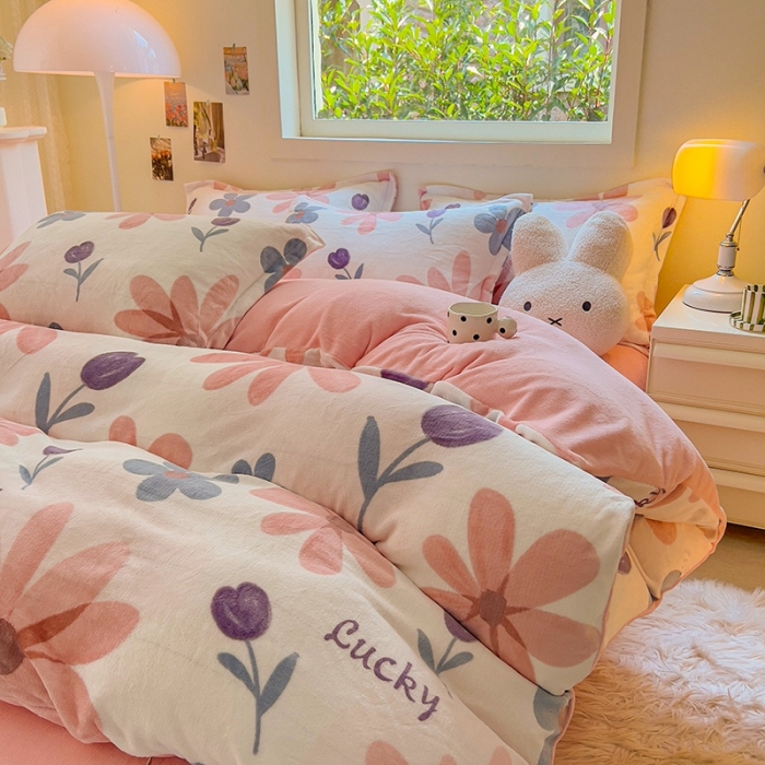 91家纺网 家纺一手货源 找家纺 慕尚 2025新款高克重加厚牛奶绒印花单被套-田园花卉系列 苏格兰