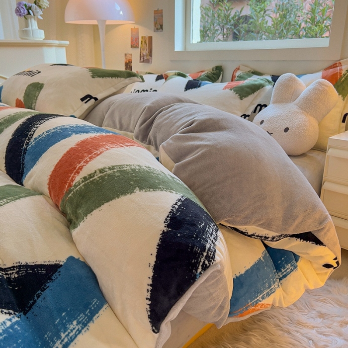 91家纺网 家纺一手货源 找家纺 慕尚 2025新款高克重加厚牛奶绒印花单被套-田园花卉系列 雅漾