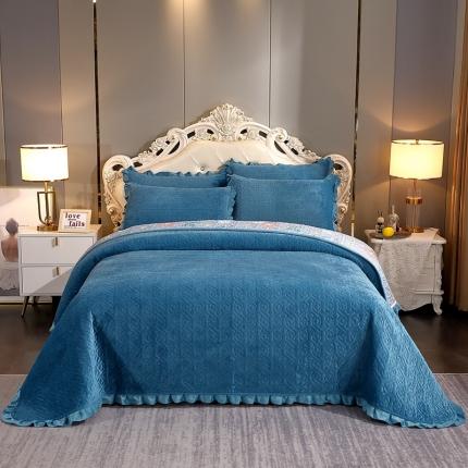 91家纺网 家纺一手货源 找家纺 （总）2023新款纯色小花边牛奶绒床盖三件套