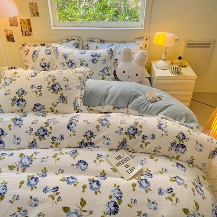 慕尚 2025新款高克重加厚牛奶绒印花单被套-田园花卉系列 紫韵