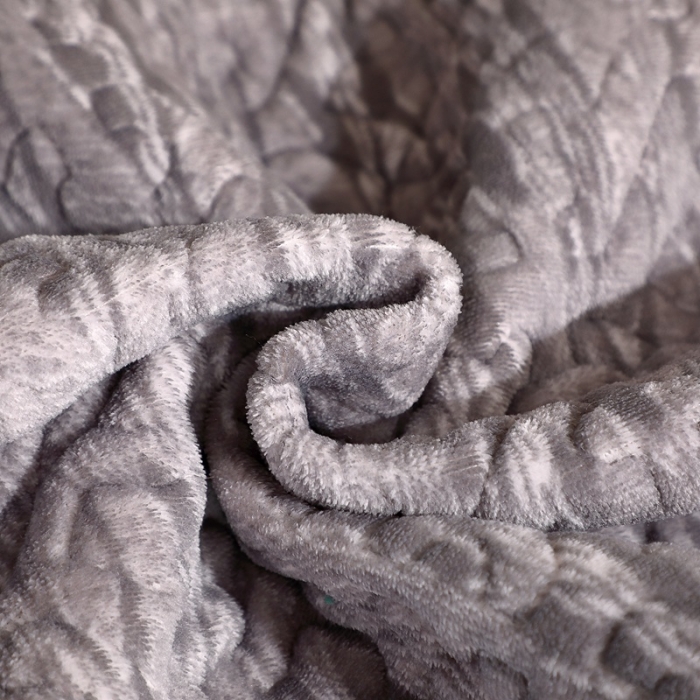 91家纺网 家纺一手货源 找家纺 2023新款水波纹色织牛奶绒床盖三件套 涟漪-灰色