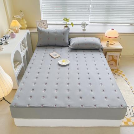 吉祥 2023新款水洗棉大豆刺绣床笠 深灰