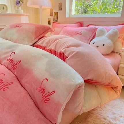 91家纺网 家纺一手货源 找家纺 慕尚 2025新款高克重加厚牛奶绒印花四件套-田园花卉系列 流年