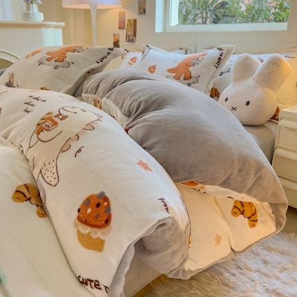 91家纺网 家纺一手货源 找家纺 （总）慕尚 2025新款高克重加厚牛奶绒印花四件套-田园花卉系列