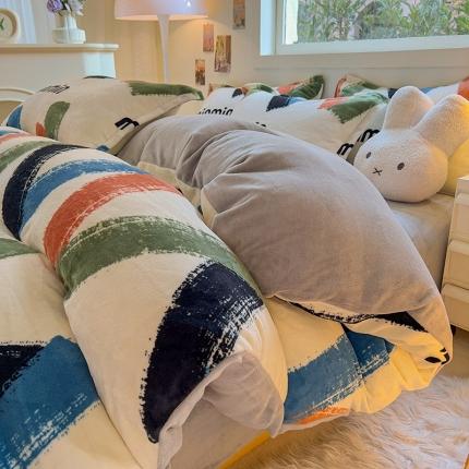 91家纺网 家纺一手货源 找家纺 （总）慕尚 2025新款高克重加厚牛奶绒印花四件套-田园花卉系列