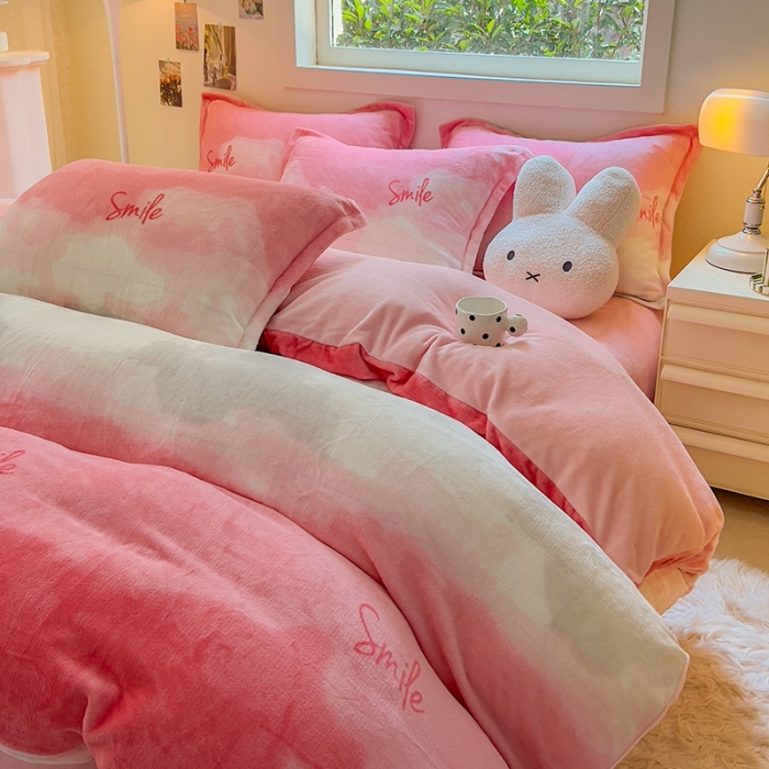 91家纺网 家纺一手货源 找家纺 慕尚 2025新款高克重加厚牛奶绒印花四件套-田园花卉系列 流年