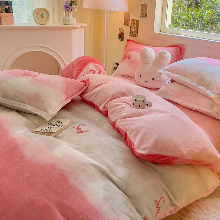 91家纺网 家纺一手货源 找家纺 慕尚 2025新款高克重加厚牛奶绒印花四件套-田园花卉系列 流年