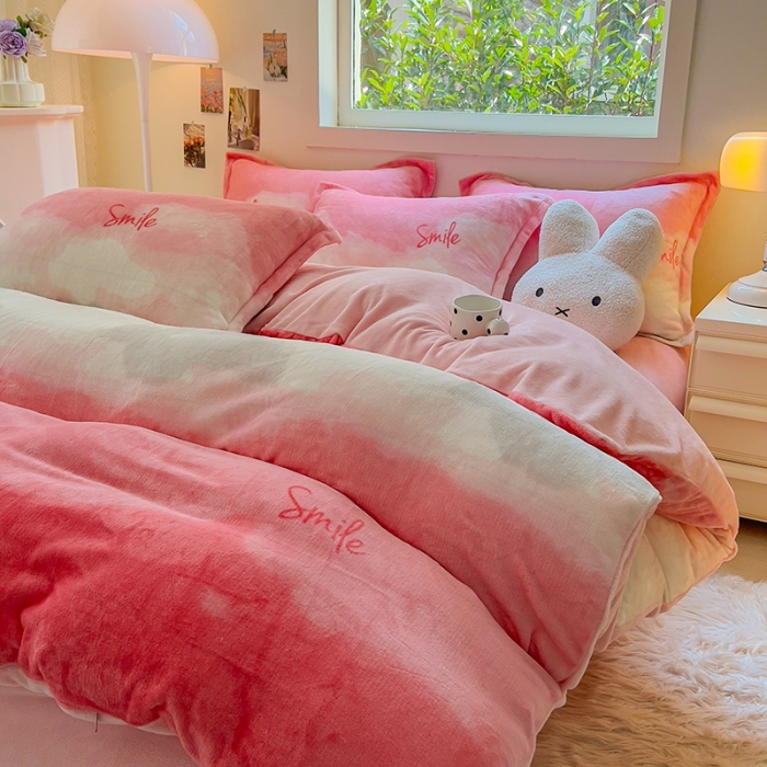 91家纺网 家纺一手货源 找家纺 慕尚 2025新款高克重加厚牛奶绒印花四件套-田园花卉系列 流年