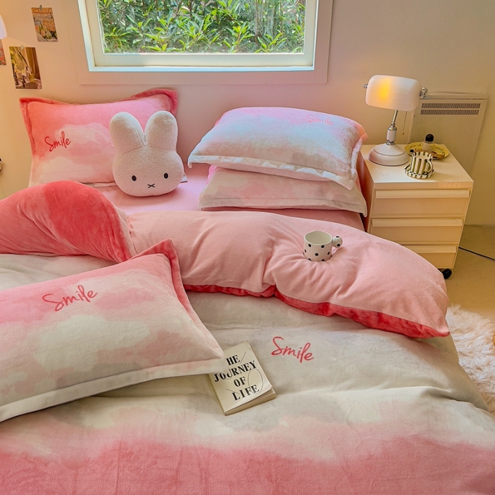 91家纺网 家纺一手货源 找家纺 慕尚 2025新款高克重加厚牛奶绒印花四件套-田园花卉系列 流年