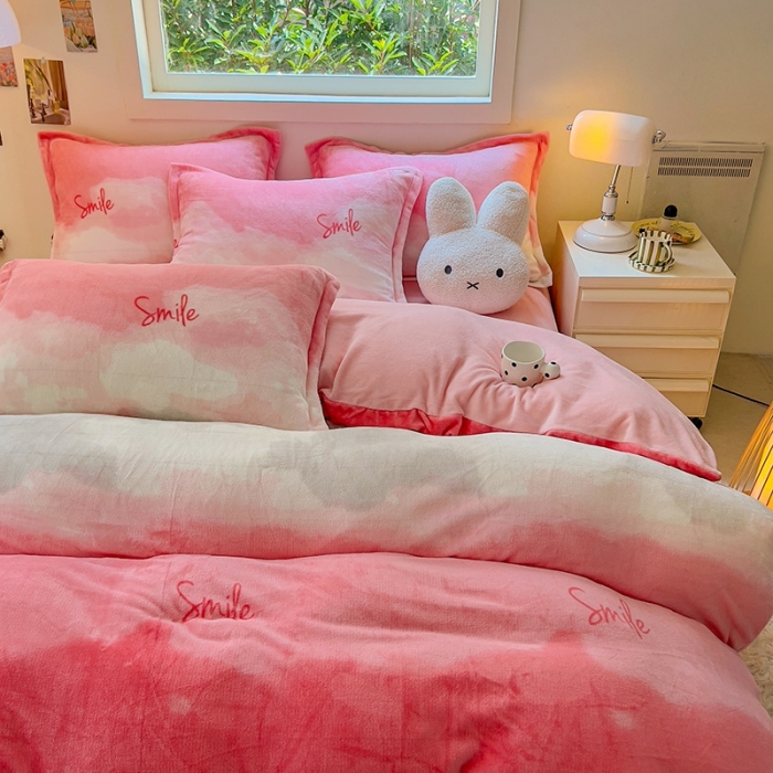 91家纺网 家纺一手货源 找家纺 慕尚 2025新款高克重加厚牛奶绒印花四件套-田园花卉系列 流年