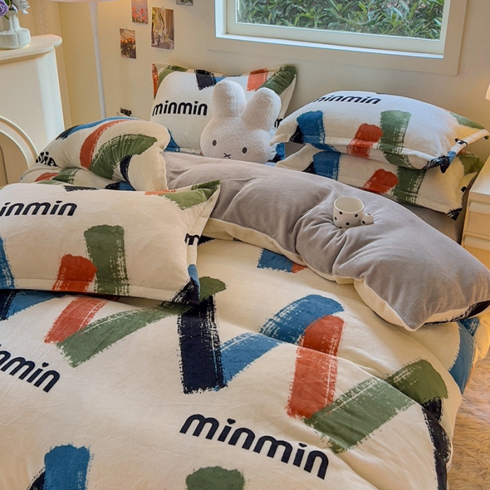 91家纺网 家纺一手货源 找家纺 慕尚 2025新款高克重加厚牛奶绒印花四件套-田园花卉系列 雅漾