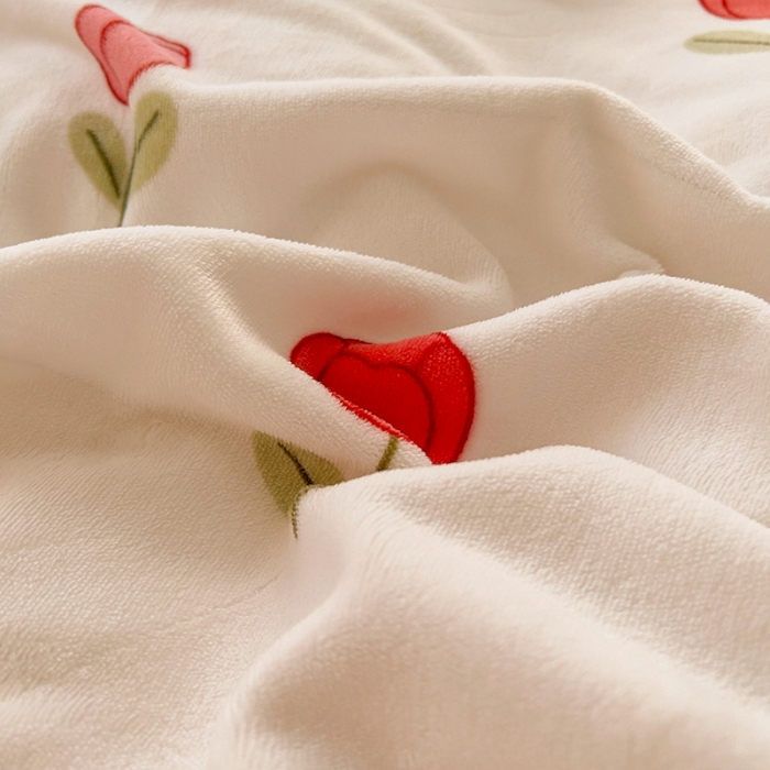 91家纺网 家纺一手货源 找家纺 慕尚 2025新款高克重加厚牛奶绒印花四件套-田园花卉系列 郁金香