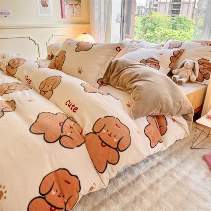 91家纺网 家纺一手货源 找家纺 （总）花伞 2024新款加厚牛奶绒保暖四件套