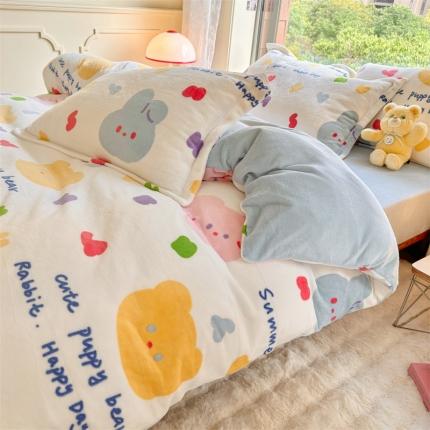 91家纺网 家纺一手货源 找家纺 （总）花伞 2024新款加厚牛奶绒保暖四件套