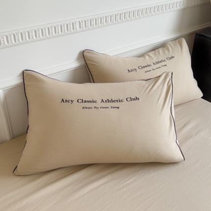 91家纺网 家纺一手货源 找家纺 （总）尤米 2023新款莫奈系列水洗棉绣花麻绳款枕套