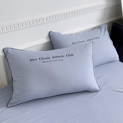 91家纺网 家纺一手货源 找家纺 （总）尤米 2023新款莫奈系列水洗棉绣花麻绳款枕套