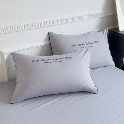 91家纺网 家纺一手货源 找家纺 （总）尤米 2023新款莫奈系列水洗棉绣花麻绳款枕套