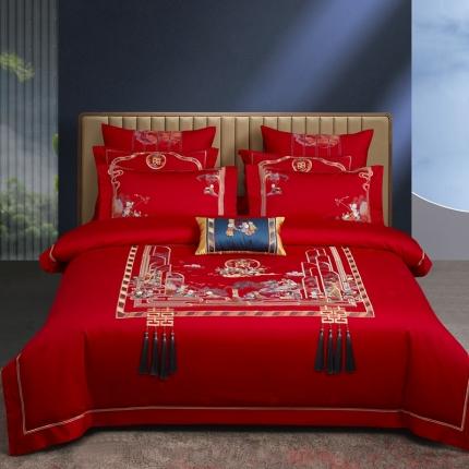 91家纺网 家纺一手货源 找家纺 （总）爱情故事 2025新款100支婚庆四件套棚拍