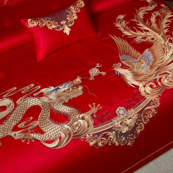 91家纺网 家纺一手货源 找家纺 爱情故事 2025新款100支婚庆四件套棚拍缔结良缘