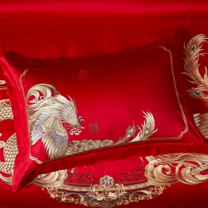 91家纺网 家纺一手货源 找家纺 爱情故事 2025新款100支婚庆四件套棚拍缔结良缘