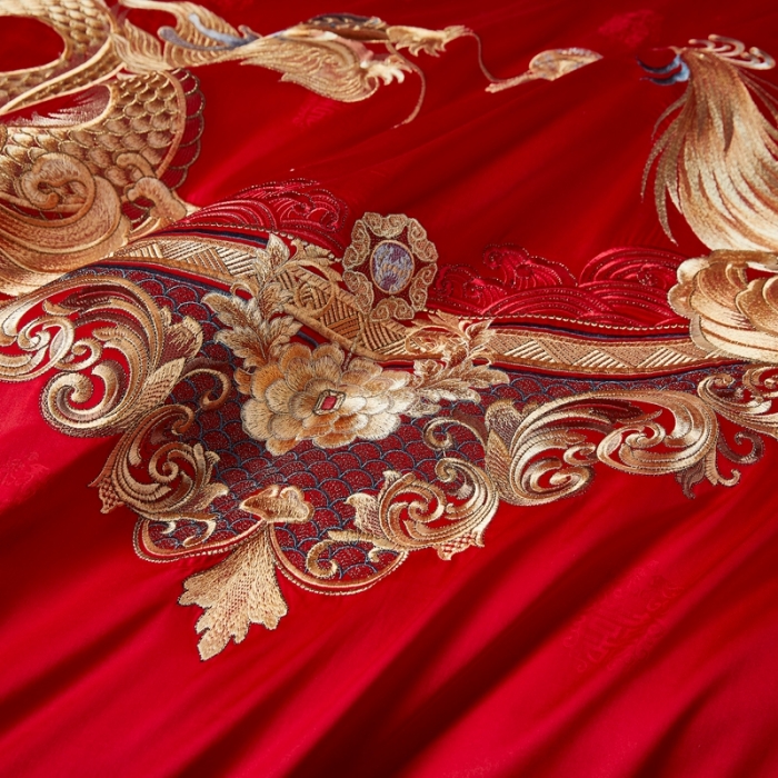 91家纺网 家纺一手货源 找家纺 爱情故事 2025新款100支婚庆四件套棚拍缔结良缘