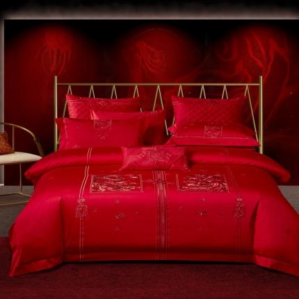 爱情故事 2025新款100支婚庆四件套棚拍福禄寿喜红